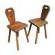 Pair of brutalist vintage chairs wood varnish countryside