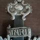 Ancient crucifix, silver-plated baptismal font from Naples, 19th century.