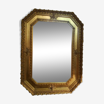 Miroir octogonal en bois doré - 80x60cm