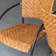 Set of 4 stackable dining chairs in steel and rattan, 1970s