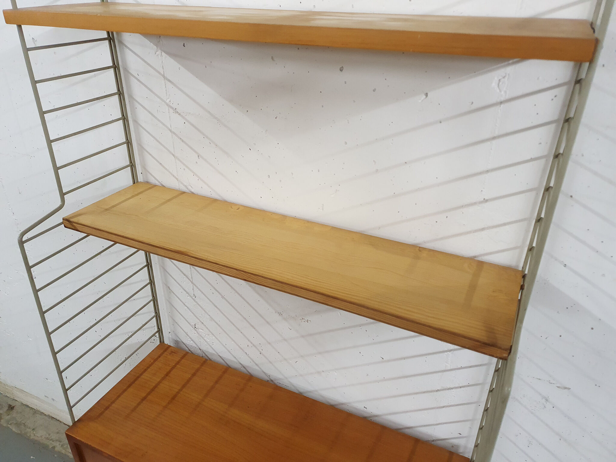 Pinewood wall unit by Nils “Nisse” Strinning for String, Sweden 1950's