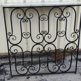 Console, cache radiateur en fer forgé et marbre, meuble d'appui