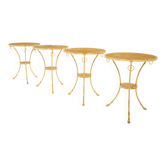 Set de 4 guéridons néoclassiques laiton marbre Maison Charles 1960