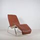 Fauteuil lounge Space Age en cuir avec base chromée, années 1970