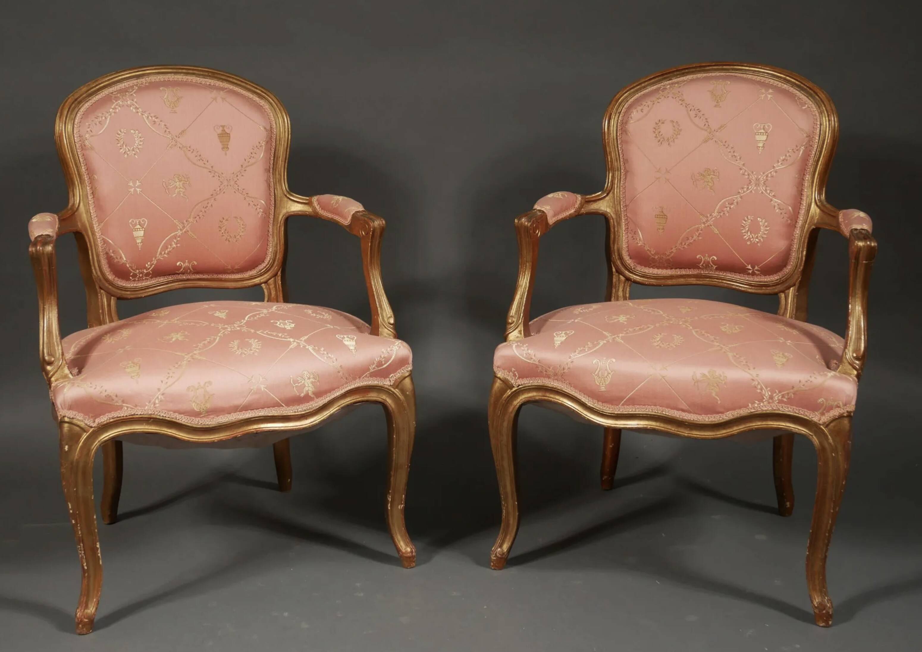 Pair of Louis XV style convertible armchairs