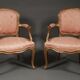 Pair of Louis XV style convertible armchairs