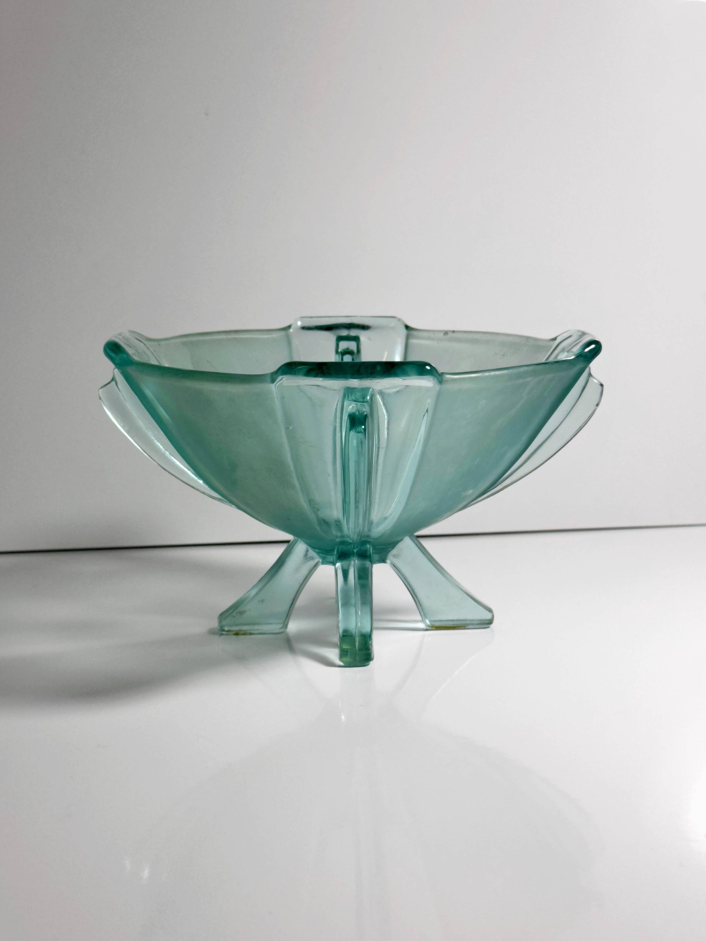 Art Deco Footed Glass Bowl by Stölzle Austria - 1930s