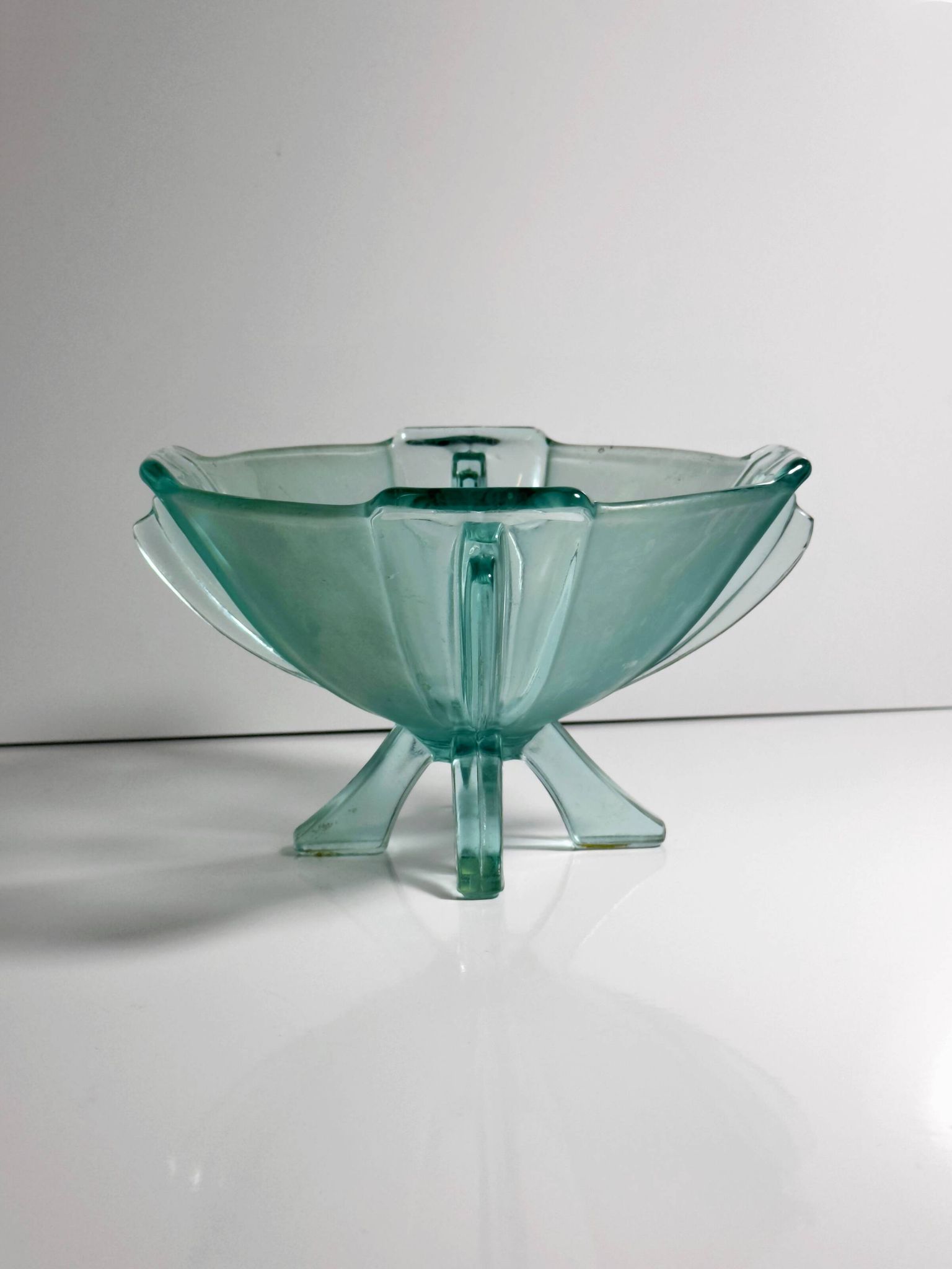 Art Deco Footed Glass Bowl by Stölzle Austria - 1930s