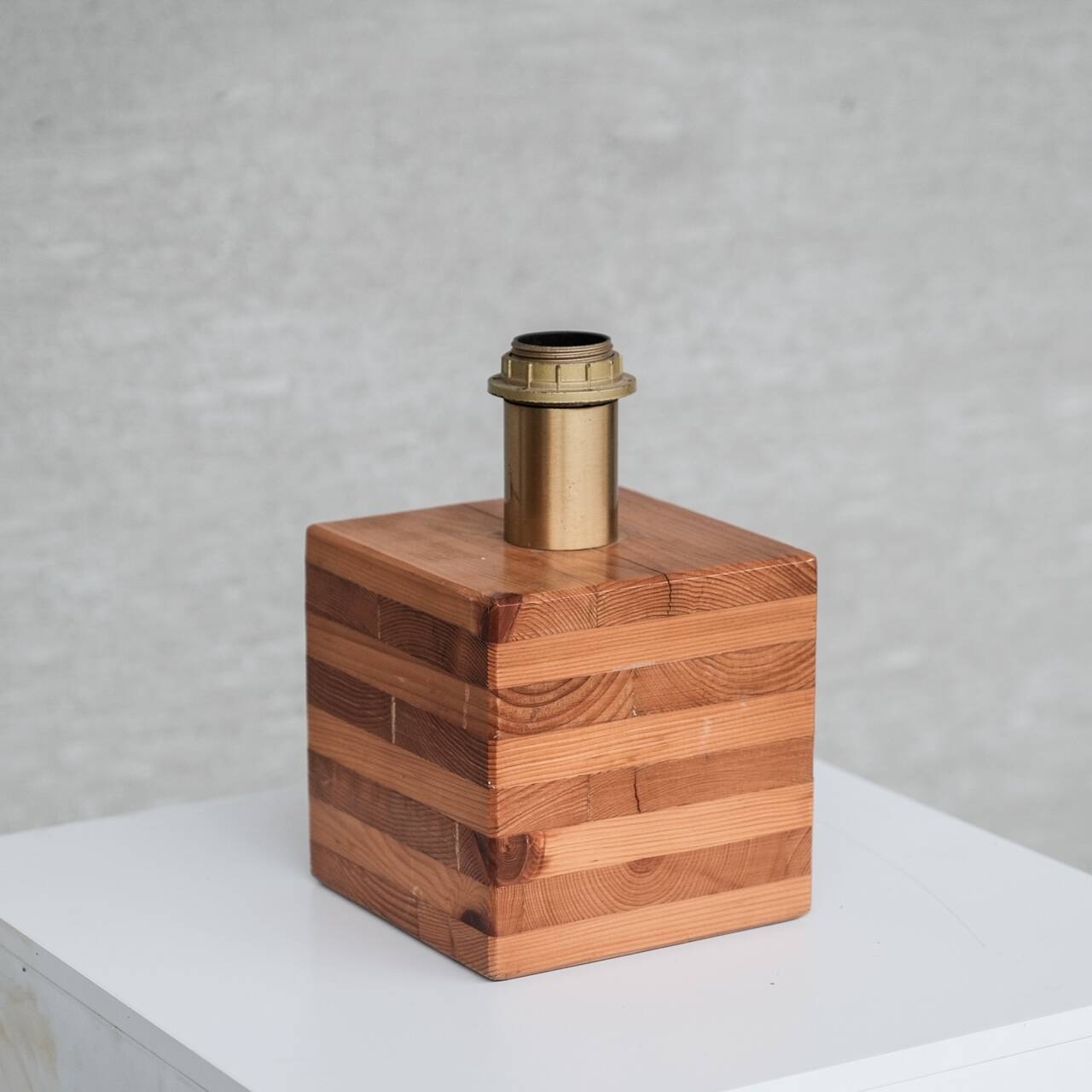 Pine Mid-Century Square Italian Mid-Century Table Lamp