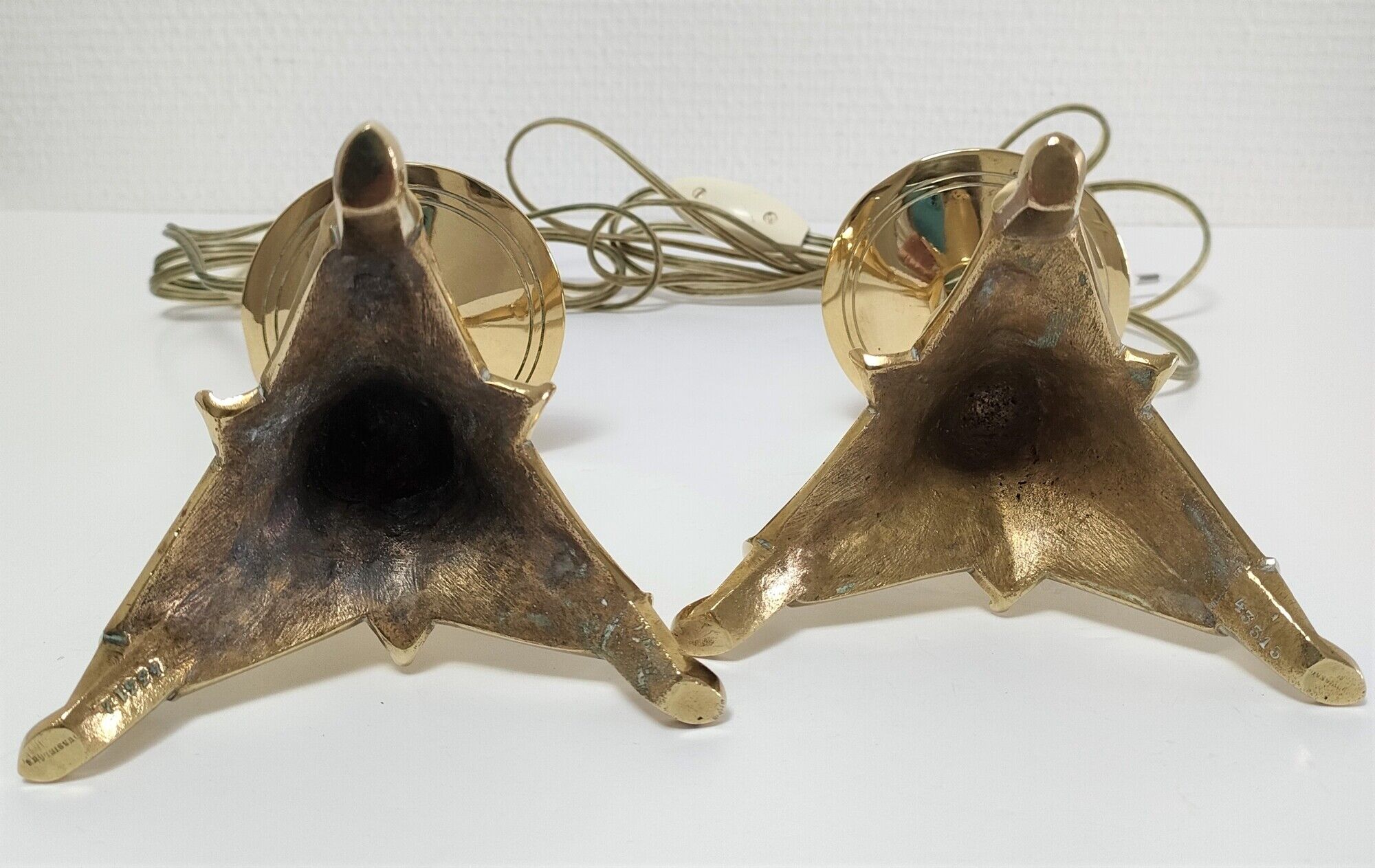 Pair of tripod lamps gilded bronze fondeur Poussielgue-Rusand