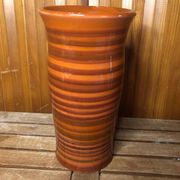 Old soulaines vase france ceramic brown & orange vintage #a393