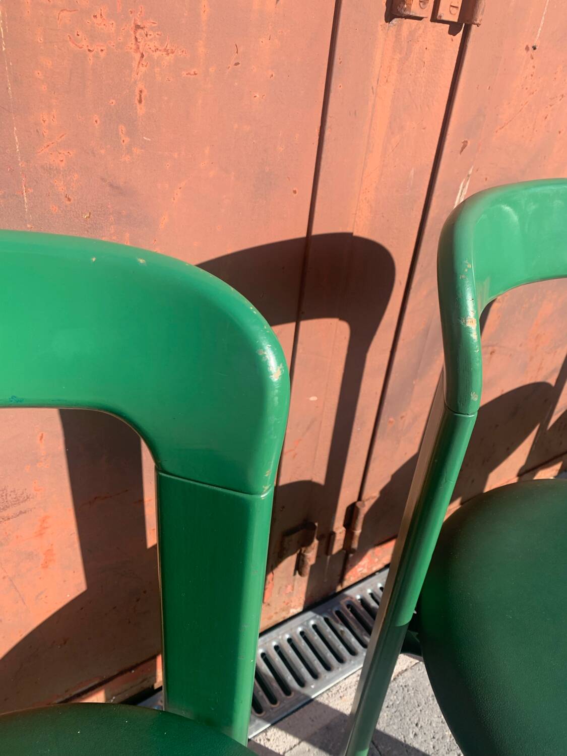 6 Bruno Rey Kush & co Green Stackable Chairs Circa 1970