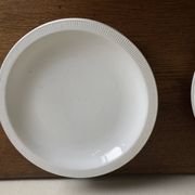 Set of 7 modernist flat plates Lunéville 1930 white earthenware