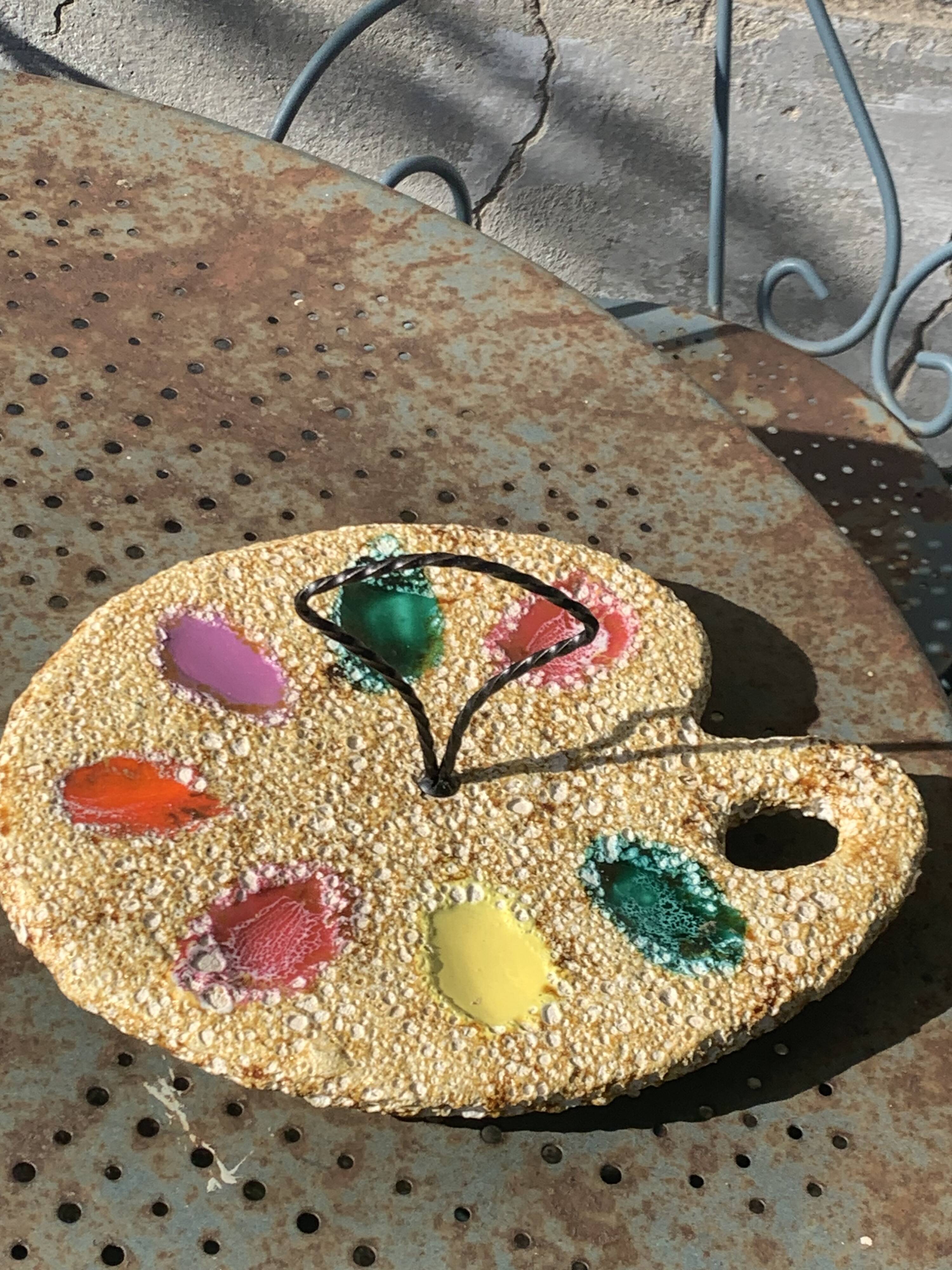 Vintage Vallauris ceramic cheese or charcuterie board or palette