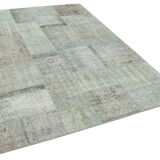 Hand-Knotted Anatolian Contemporary 170 cm x 240 cm Blue Patchwork Rug