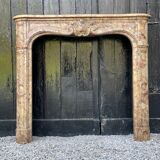 Louis XV style fireplace in marble Brèche D'alep