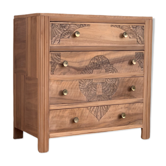 Art Deco chest of drawers Blond walnut 1930