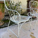 Pair of metal garden armchairs, 19th century