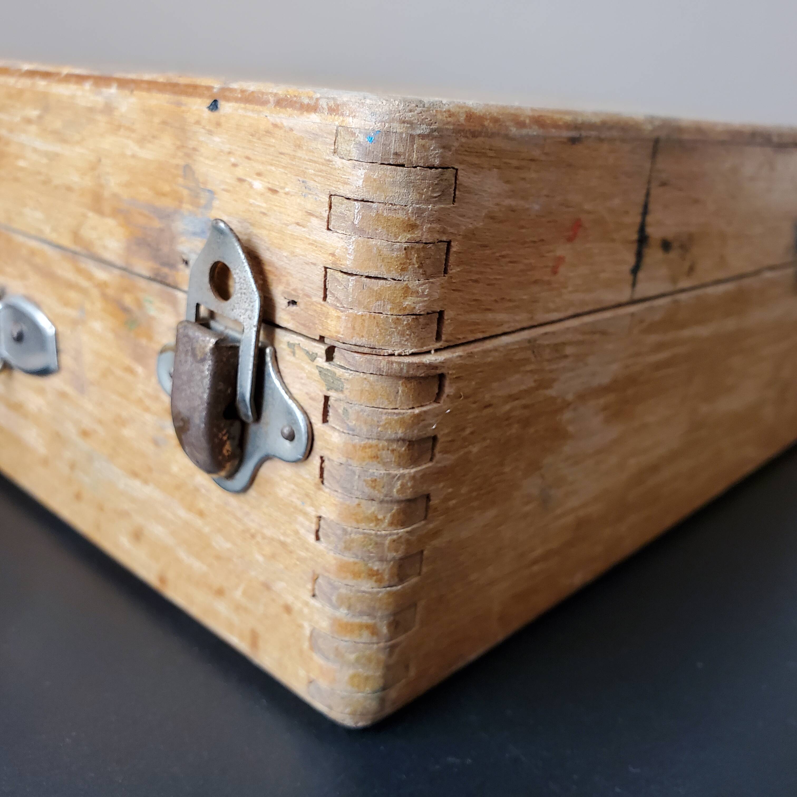Old wooden painter's case box