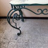 Wrought iron and engraved mirror
