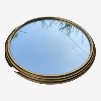 Plateau rond miroir vintage doré