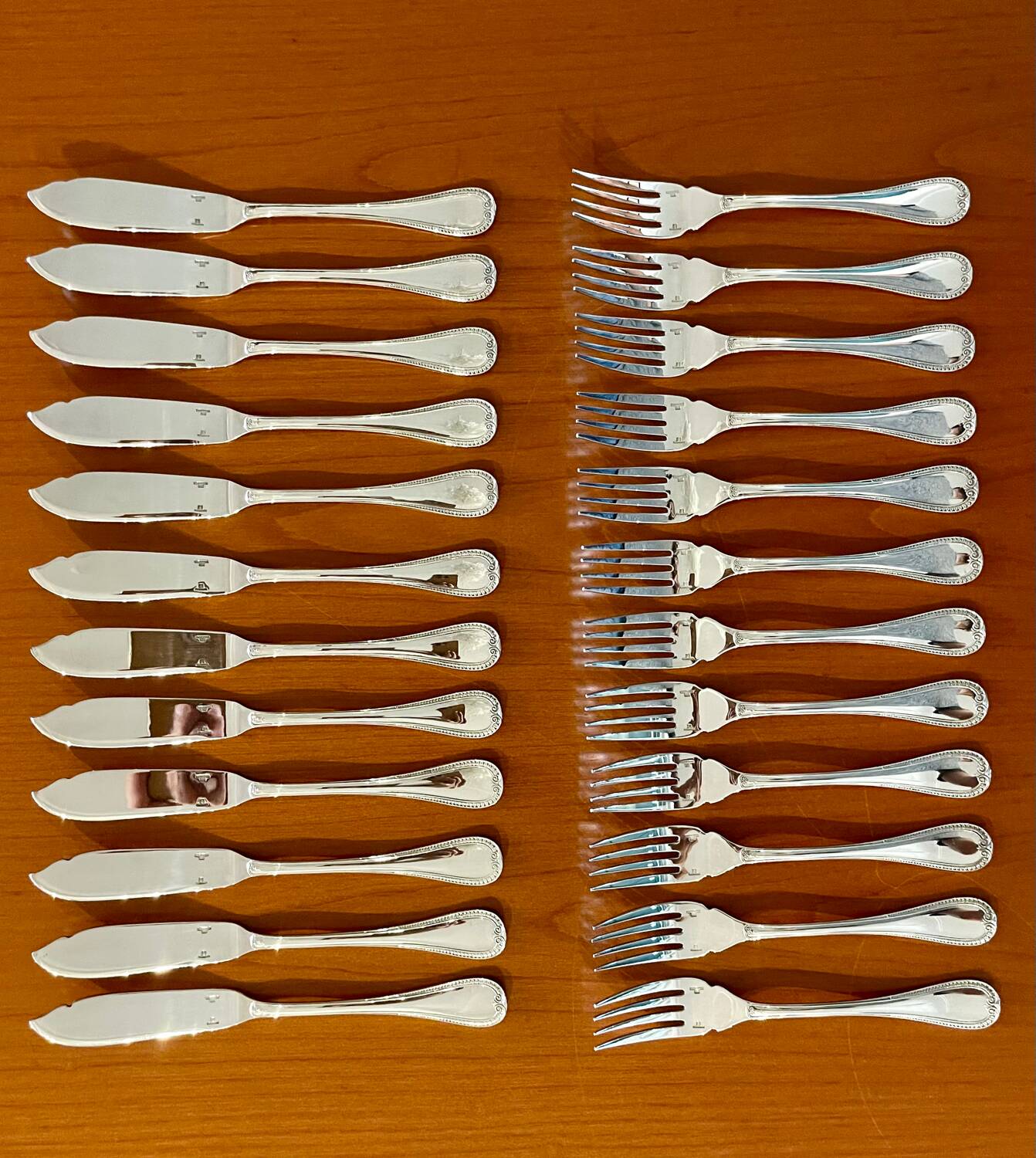 Christofle Malmaison, 12 fish cutlery sets, 24 pieces, new condition