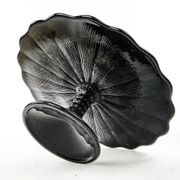 Mid-century modern cake stand, black glass, Ząbkowice, Poland, 1970s