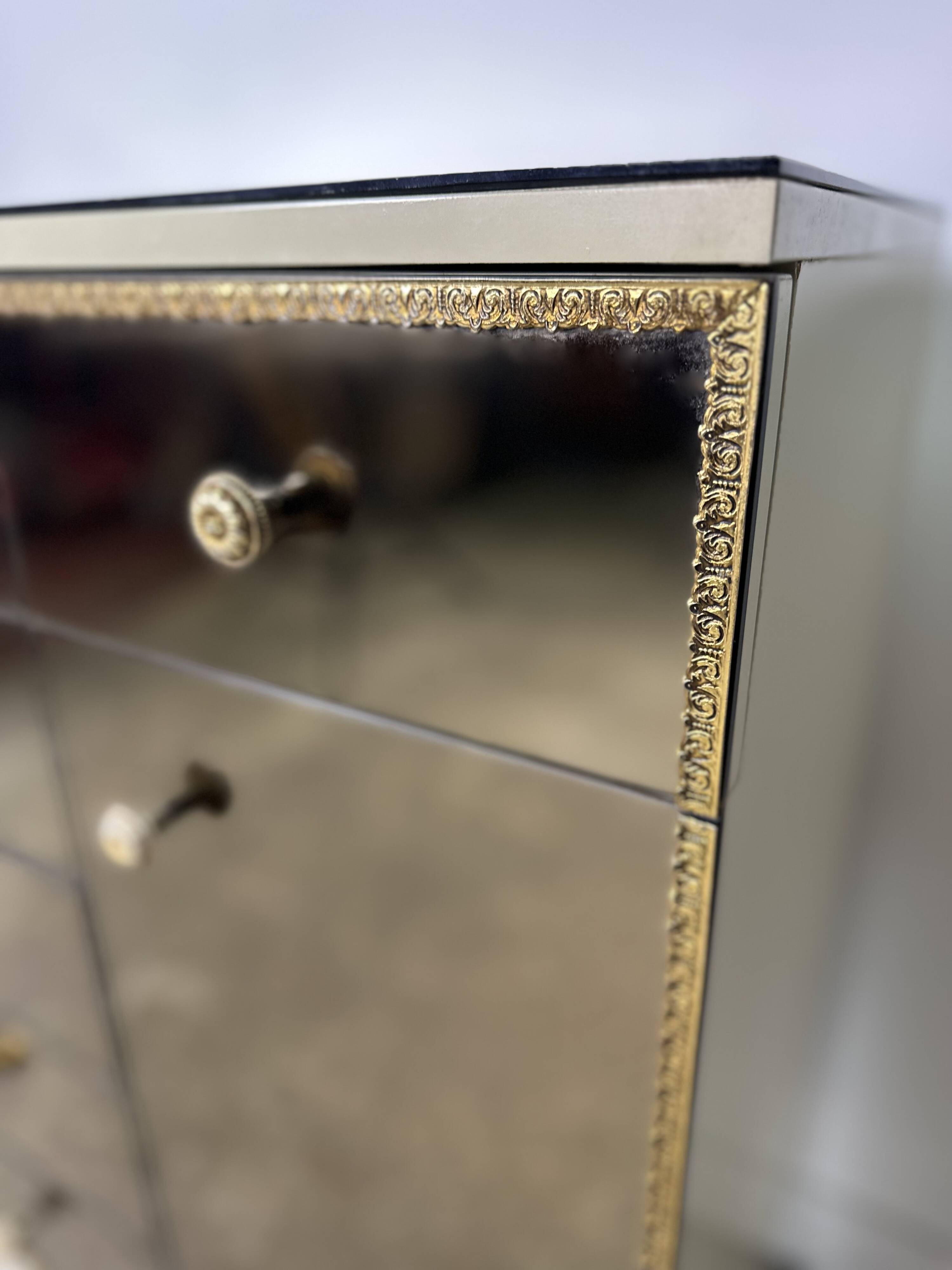 Vintage Italian mirror glass chest of drawers 1960