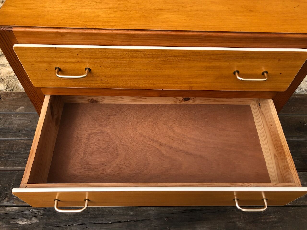 Vintage blond wood chest of drawers, circa 60s