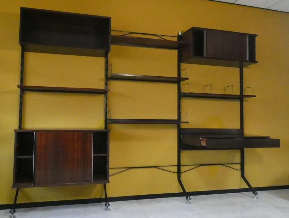 Modular library Urio in teak by Ico & Luisa Parisi for MIM, Rome, 1960s.