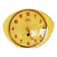 Vintage formica clock silent wall pendulum "FFR Morbier yellow red"