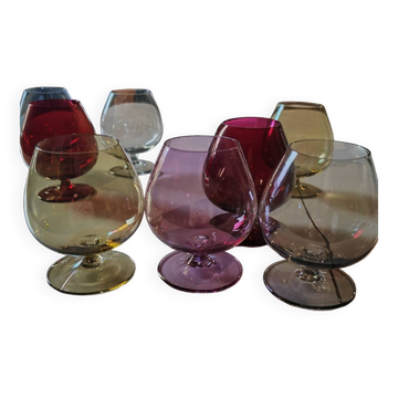 8 colored crystal glasses