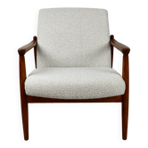 Fauteuil Marron GFM-64 en Bouclé Ivoire Blanc attribué à Edmund Homa, 1970
