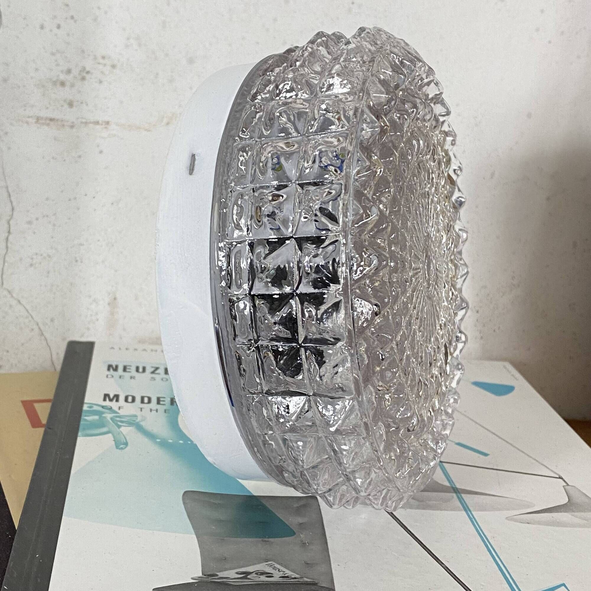 Small round wall lamp ceiling light transparent glass vintage fixture