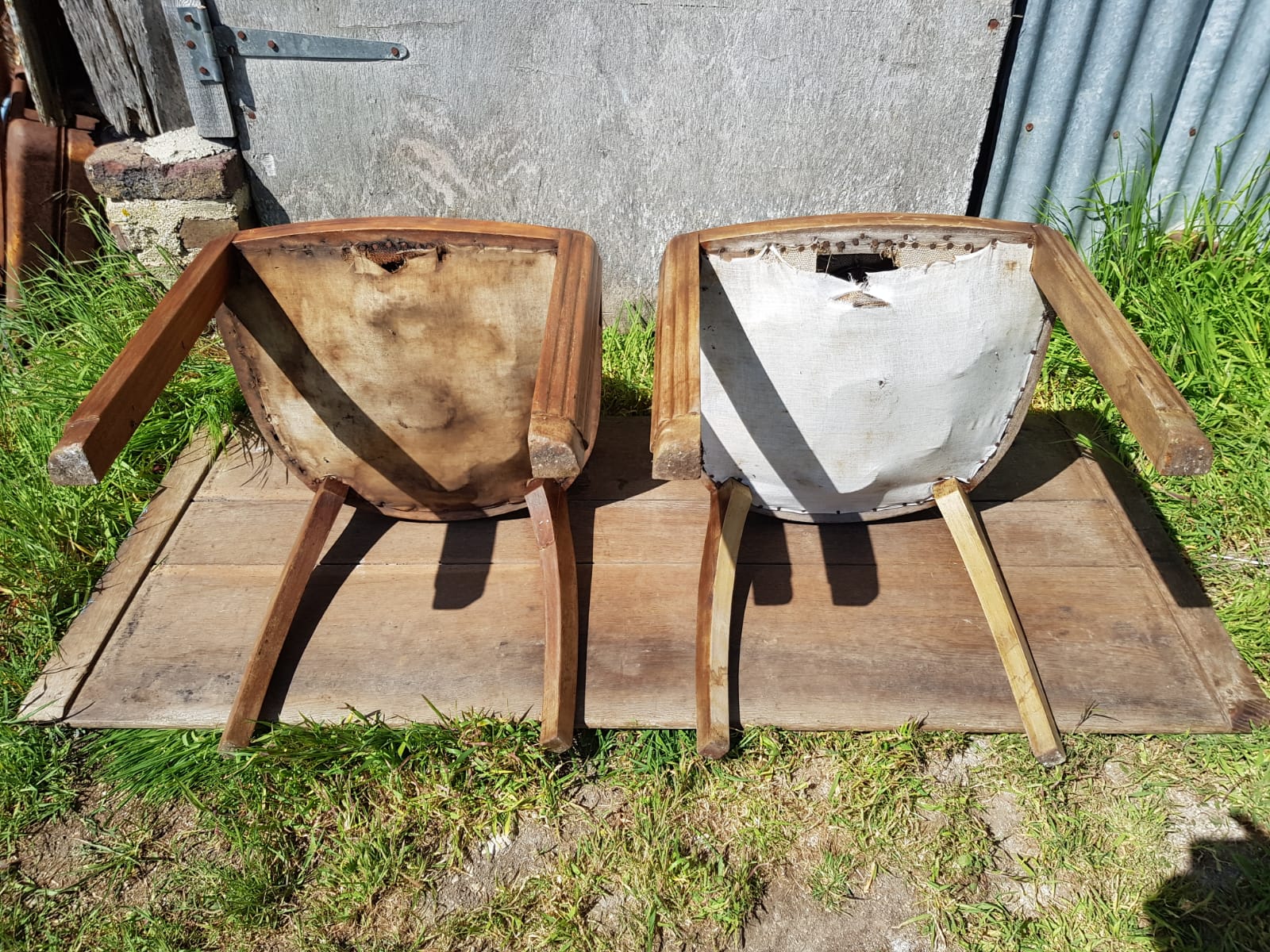Pair old chairs wood