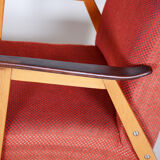 Pair of red Jaroslav Smidek armchairs made in 1950s Czechia