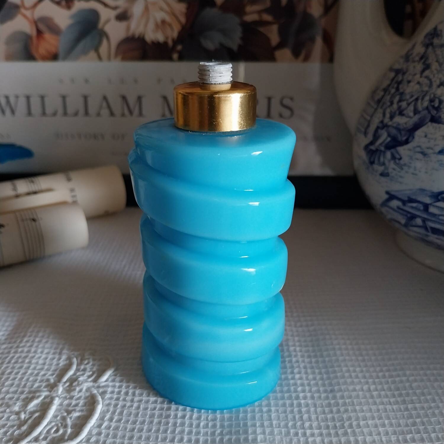 Old blue opaline lamp base