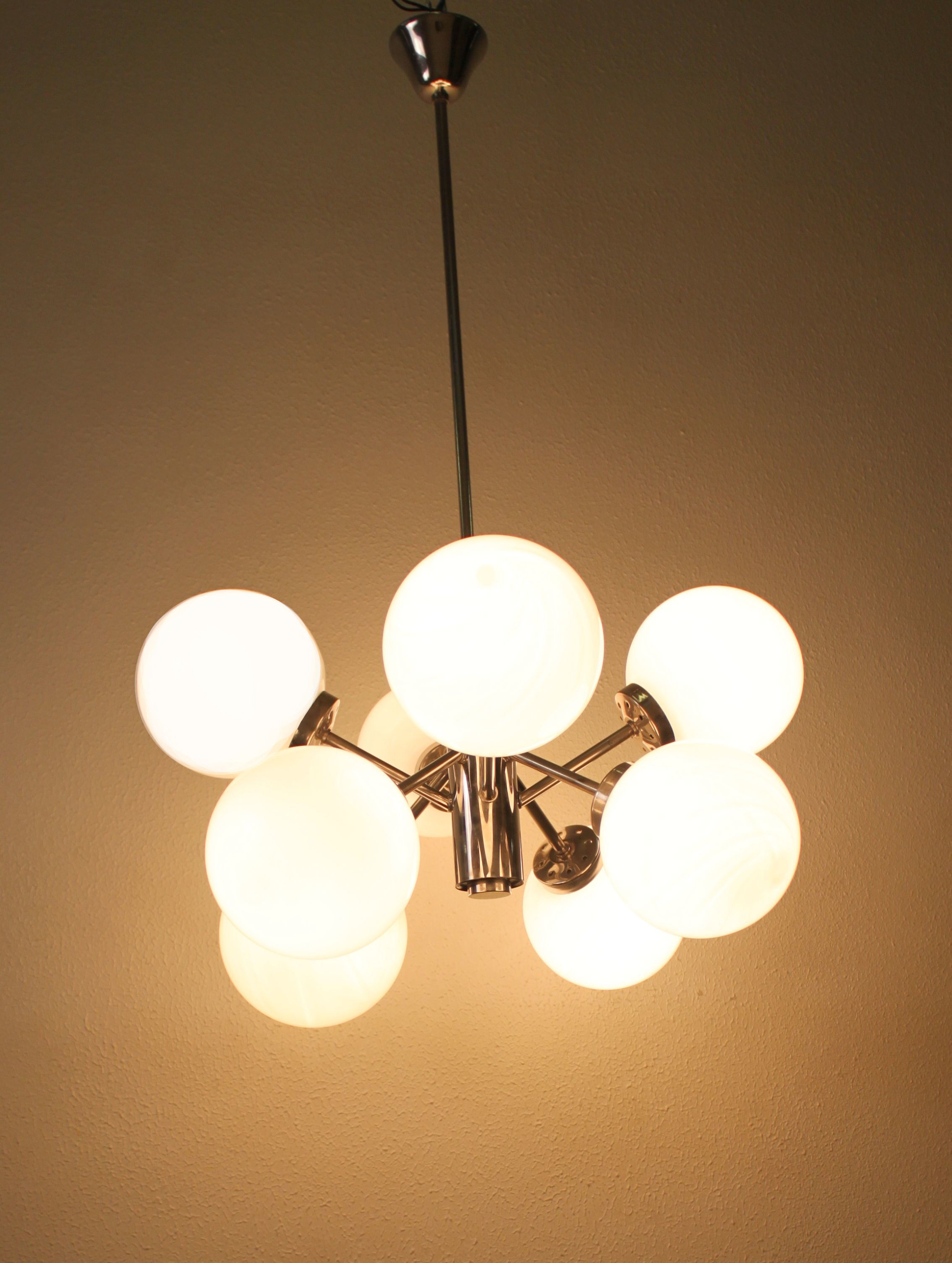 Sputnik chandelier 8 lights, Kaiser Leuchten, Germany, 60's
