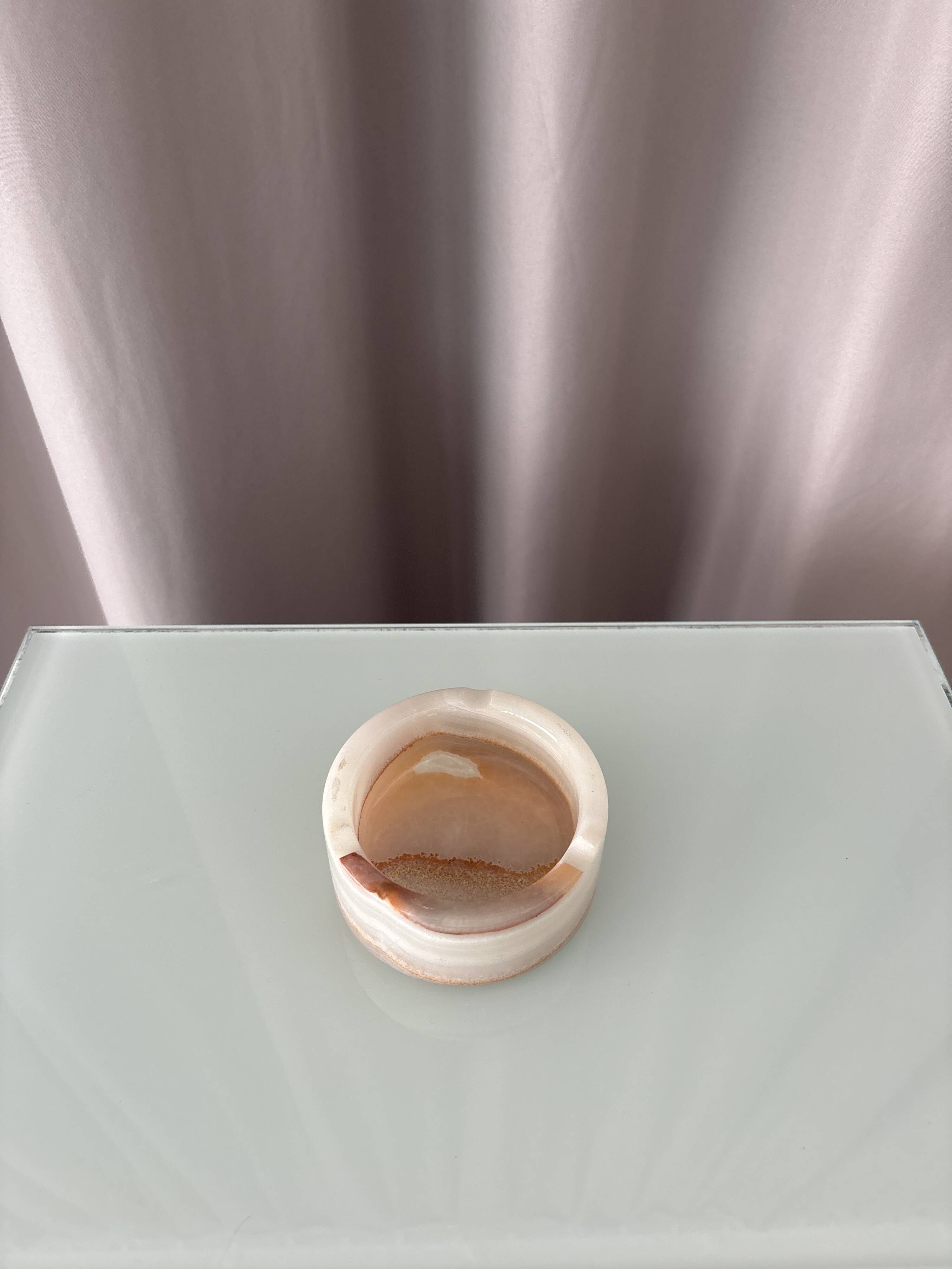 Vintage Banded Onyx Ashtray – Italy, 1960s–1970s