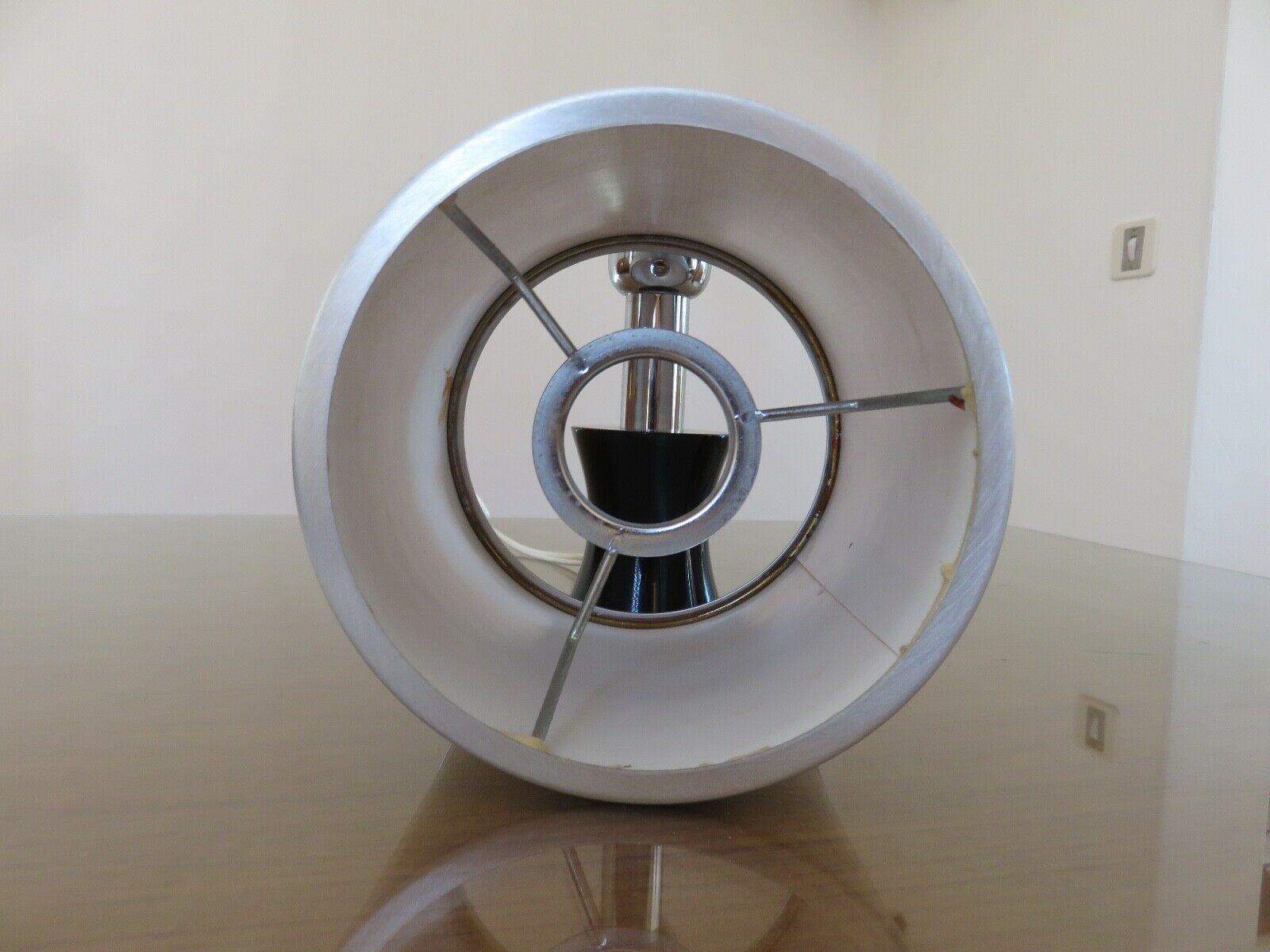 Lamp in black resin and chrome metal 70s