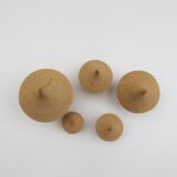 Set of 5 vintage tutsi rwanda rattan decorative lidded pots 1970s