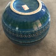Vase ceramic blue Aldo Londi for Flavia Montelupo faïence vintage 60/70 italy