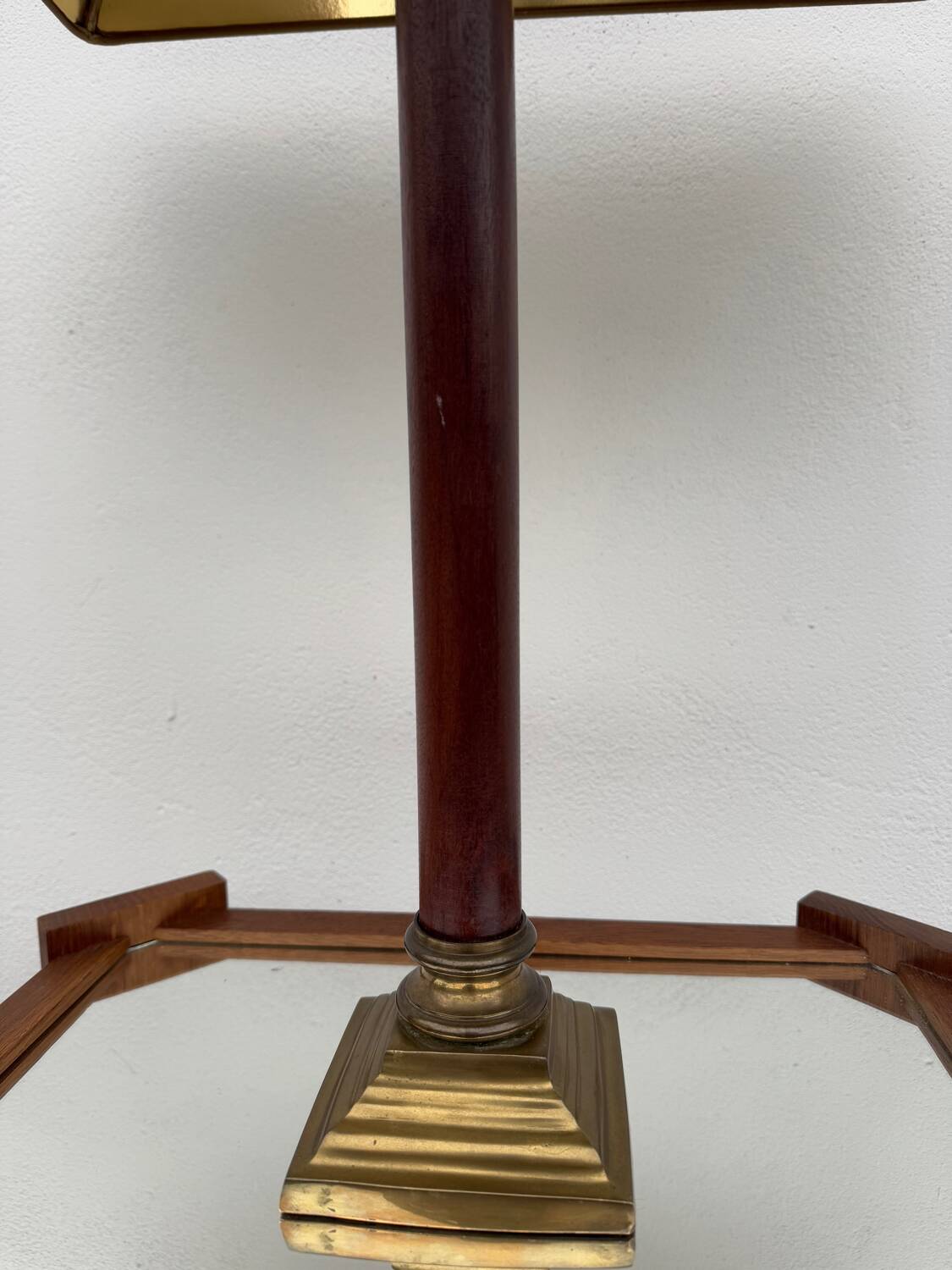 Large teak and bronze lamp from the 1970s