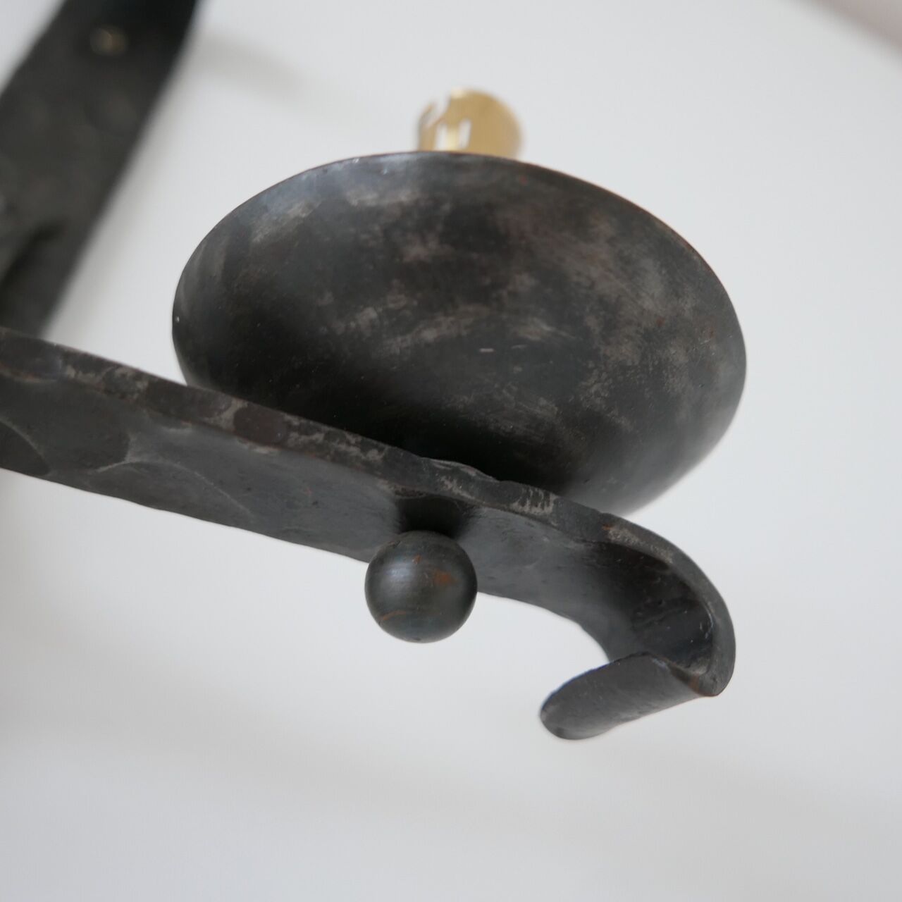 Brutalist iron mid-century french double arm wall light