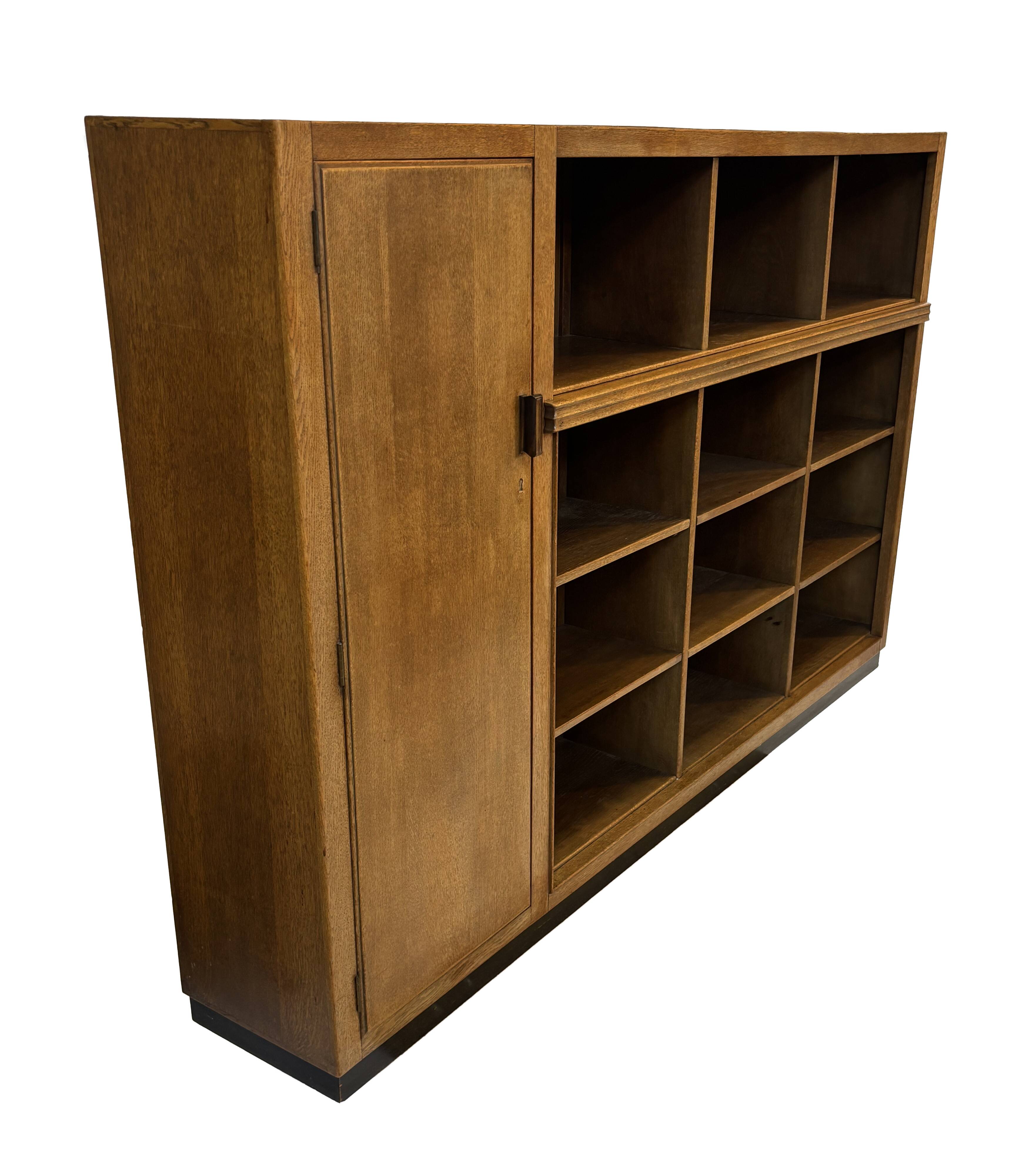 Art Deco XL Wall Cabinet Bookcase 1930s Oak Open Cabinet The Netherlands