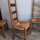 4 modernist chairs design wood and straw era 1960/70