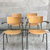 Set of 4 vintage chairs with armrests