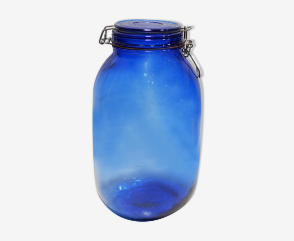 Vintage blue glass jar
