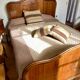 Solid walnut bed (head + foot + frame) Louis Philippe style
