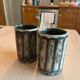 Ceramic soap dish and 2 assorted glasses